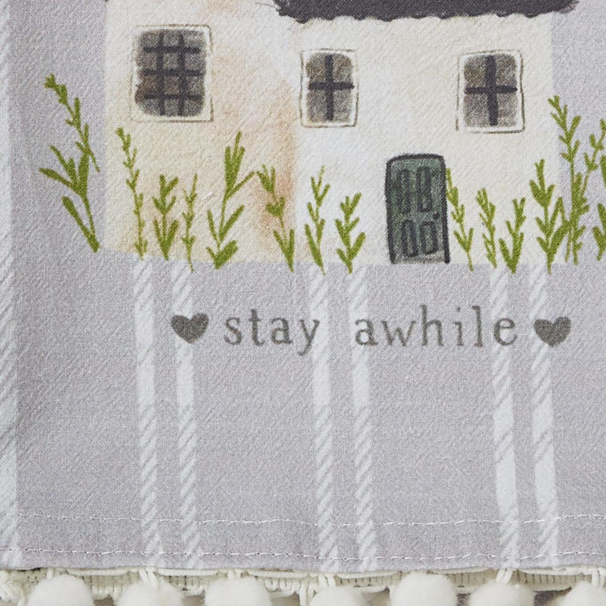 Stay Awhile Flour Sack Printed Dishtowel - The Fox Decor