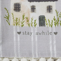 Stay Awhile Flour Sack Printed Dishtowel - The Fox Decor