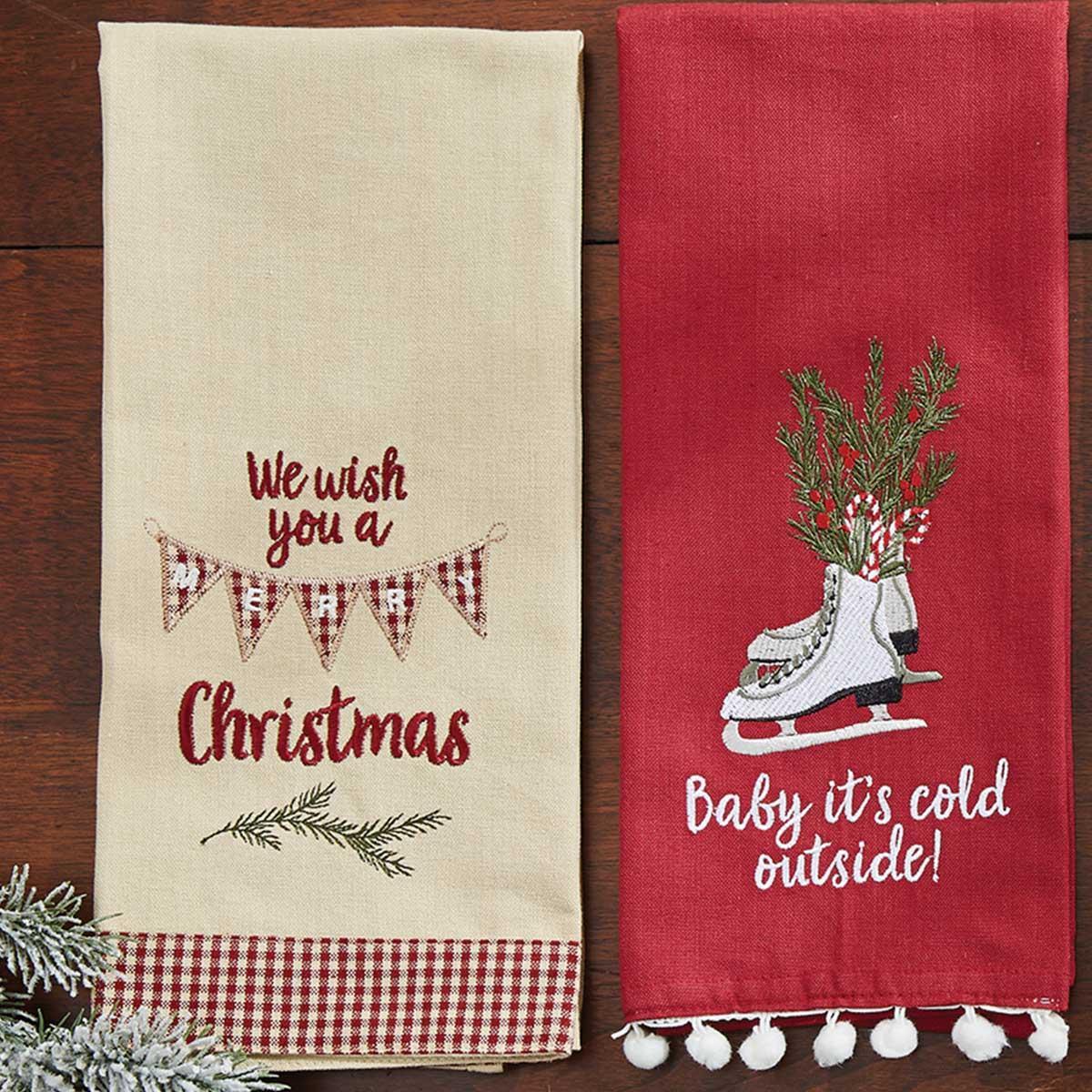 Wish You A Merry Dishtowel - Set of 2 Park Designs - The Fox Decor
