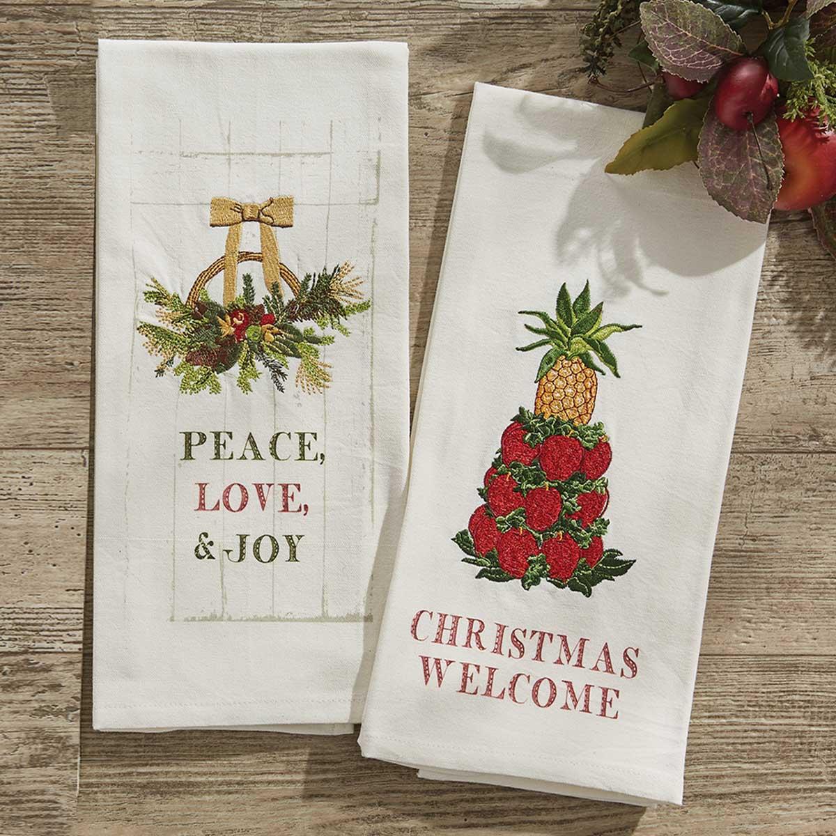 Williamsburg Christmas Welcome Embroidered Dishtowel - The Fox Decor
