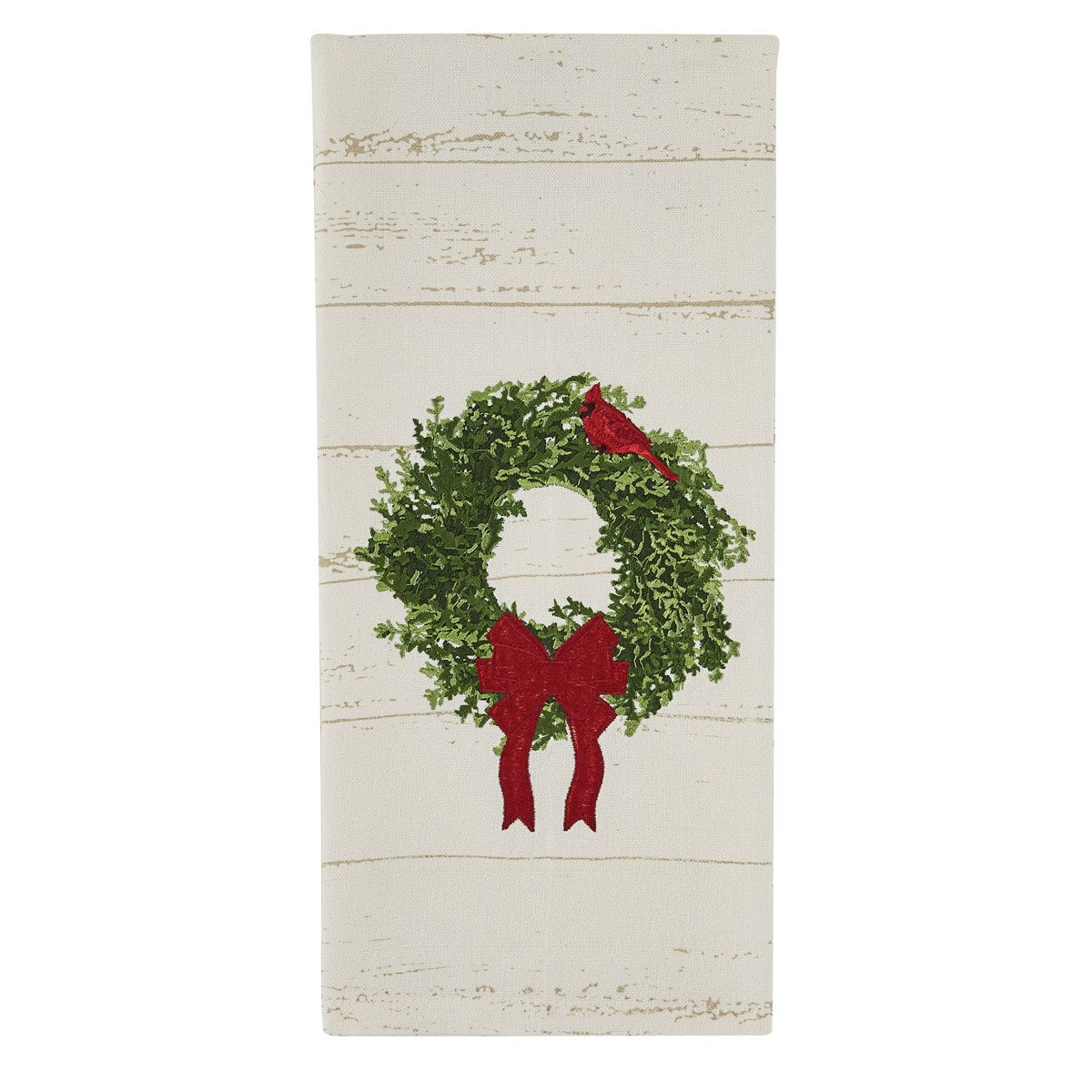 Williamsburg Cardinal Wreath Print Embroidered Dishtowel - The Fox Decor