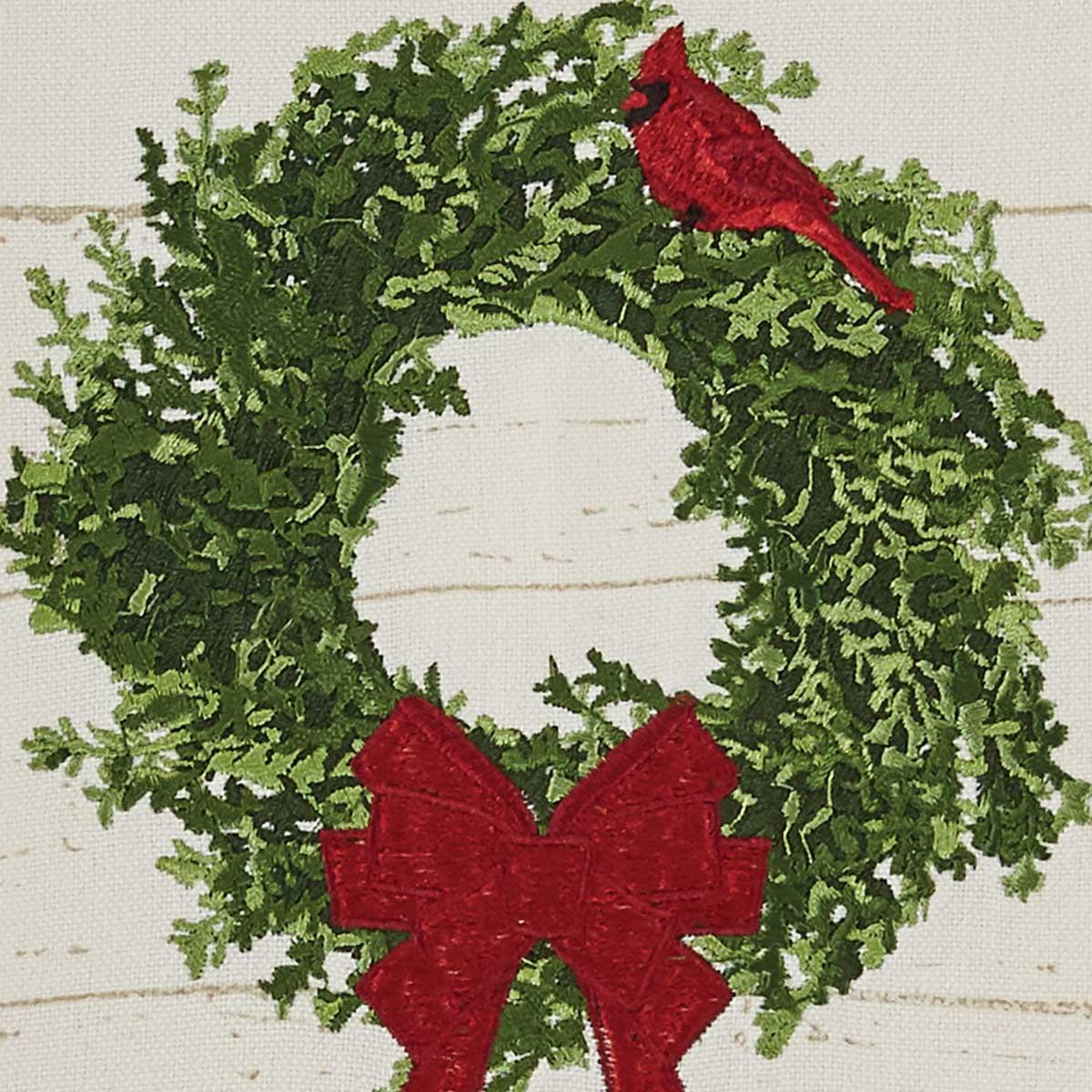 Williamsburg Cardinal Wreath Print Embroidered Dishtowel - The Fox Decor