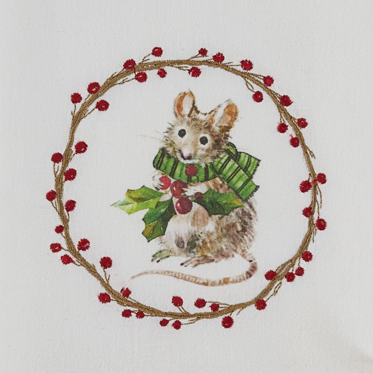 Farmhouse Mouse Printed Embroidered Flour Sack Dishtowel - Set of 2 Park Designs - The Fox Decor