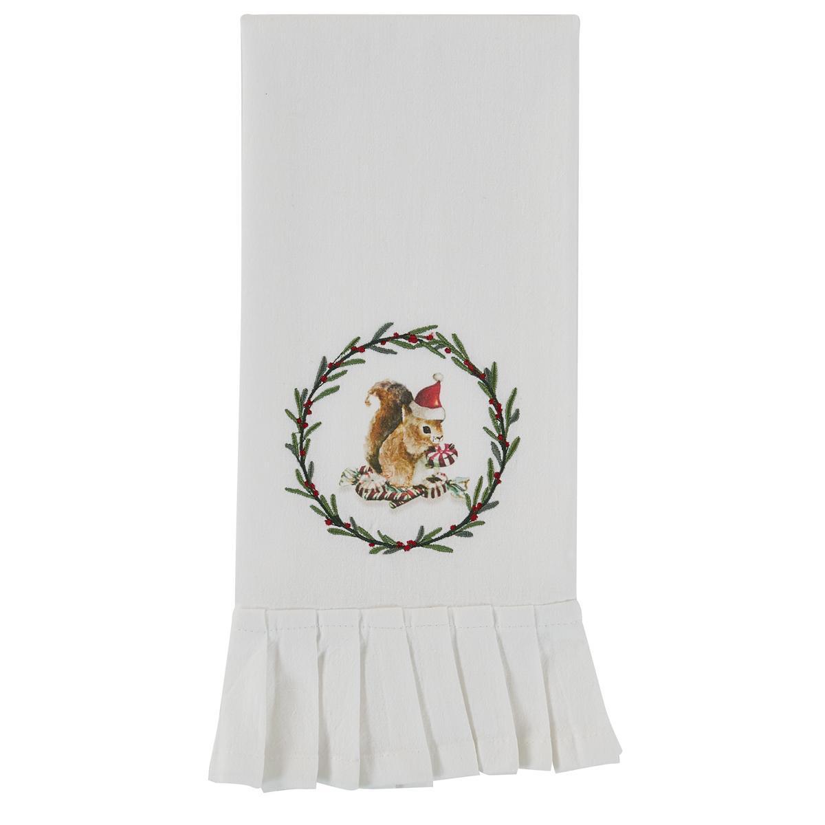 Farmhouse Squirrel Printed Embroidered Flour Sack Dishtowel - Set of 2 Park Designs - The Fox Decor