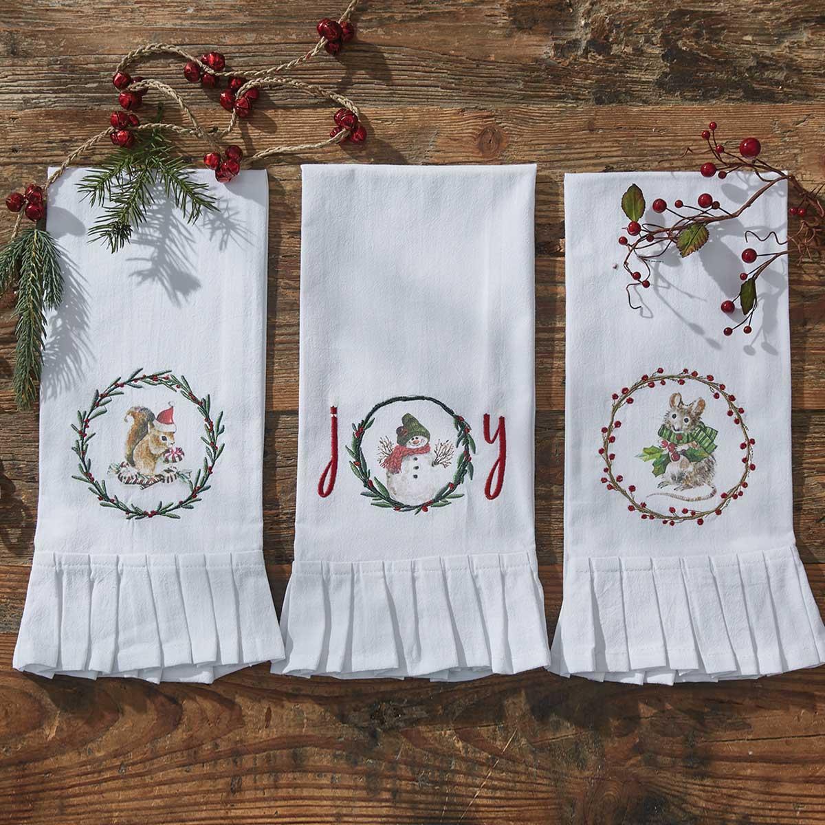 Farmhouse Squirrel Printed Embroidered Flour Sack Dishtowel - Set of 2 Park Designs - The Fox Decor