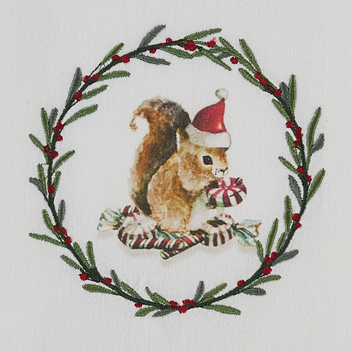 Farmhouse Squirrel Printed Embroidered Flour Sack Dishtowel - Set of 2 Park Designs - The Fox Decor