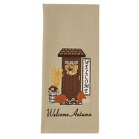 Welcome Autumn Appliqued Emb Dishtowel - The Fox Decor