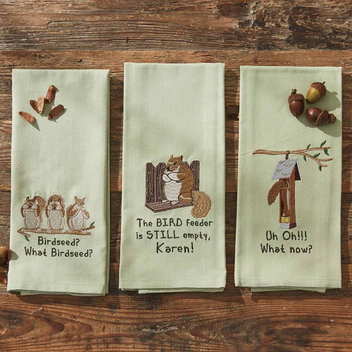 Bird Feeder's Still Empty Embroidered Dishtowels - Set of 2 Park Designs