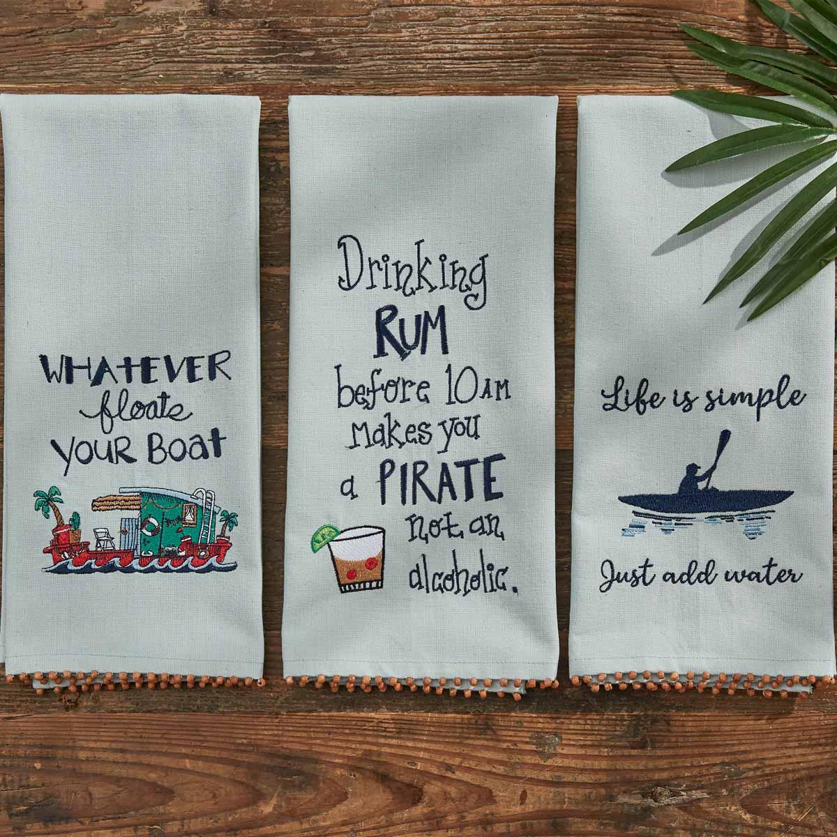Whatever Floats Your Boat Embroidered Dishtowel - The Fox Decor