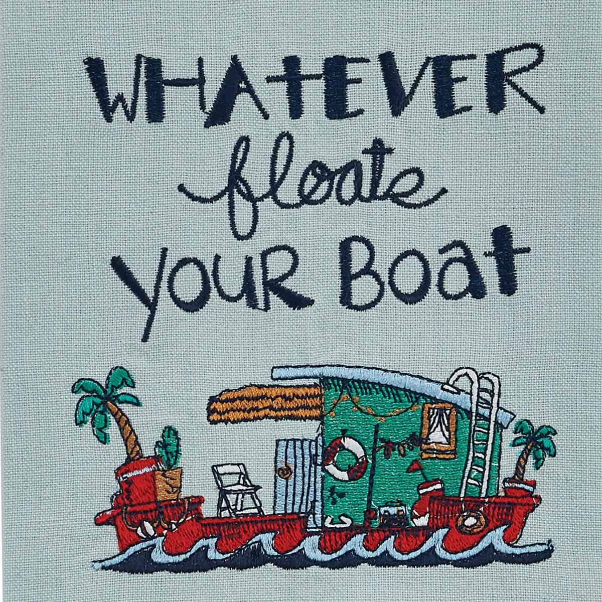 Whatever Floats Your Boat Embroidered Dishtowel - The Fox Decor