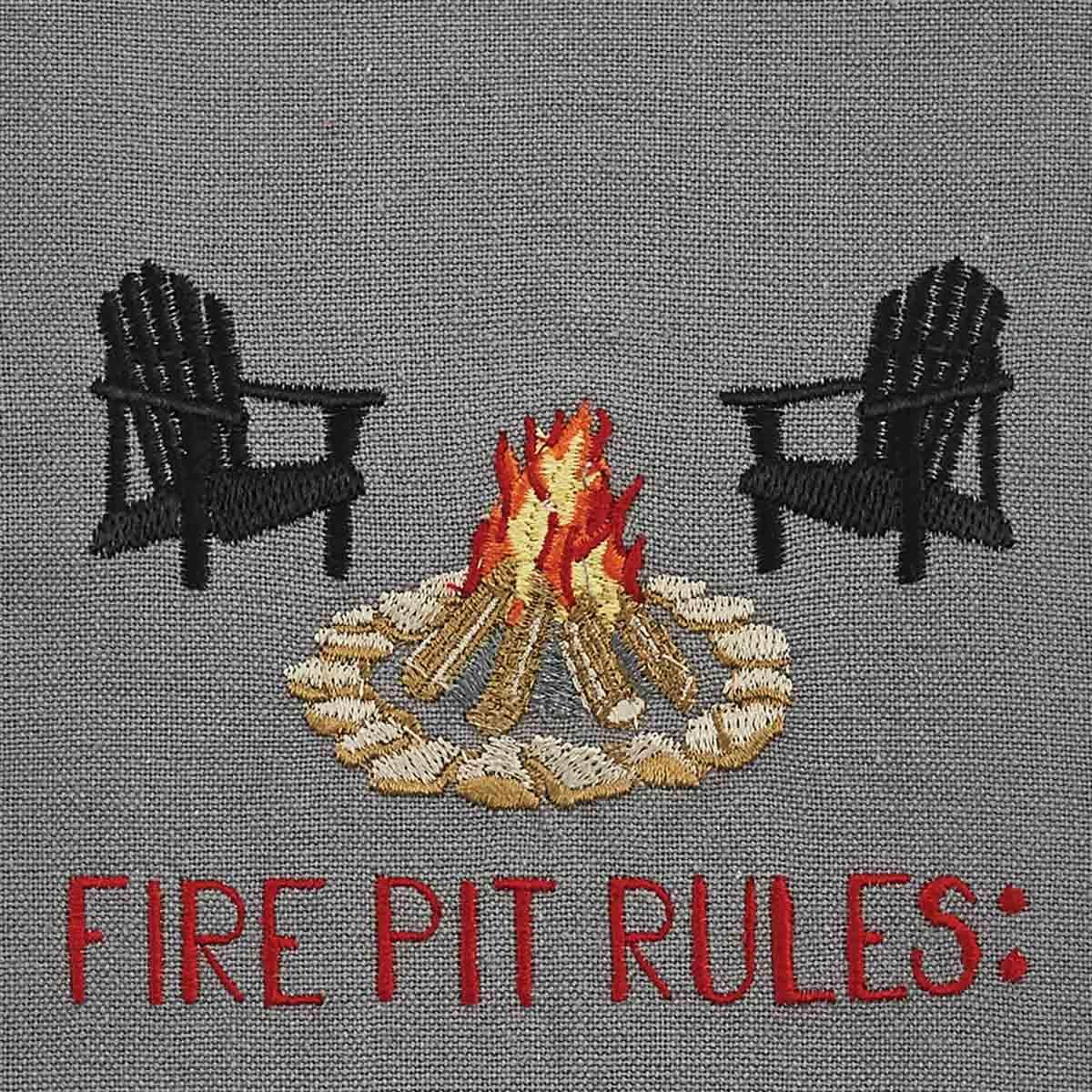 Fire Pit Rules Embroidered Dishtowel - Set of 2 Park Designs - The Fox Decor