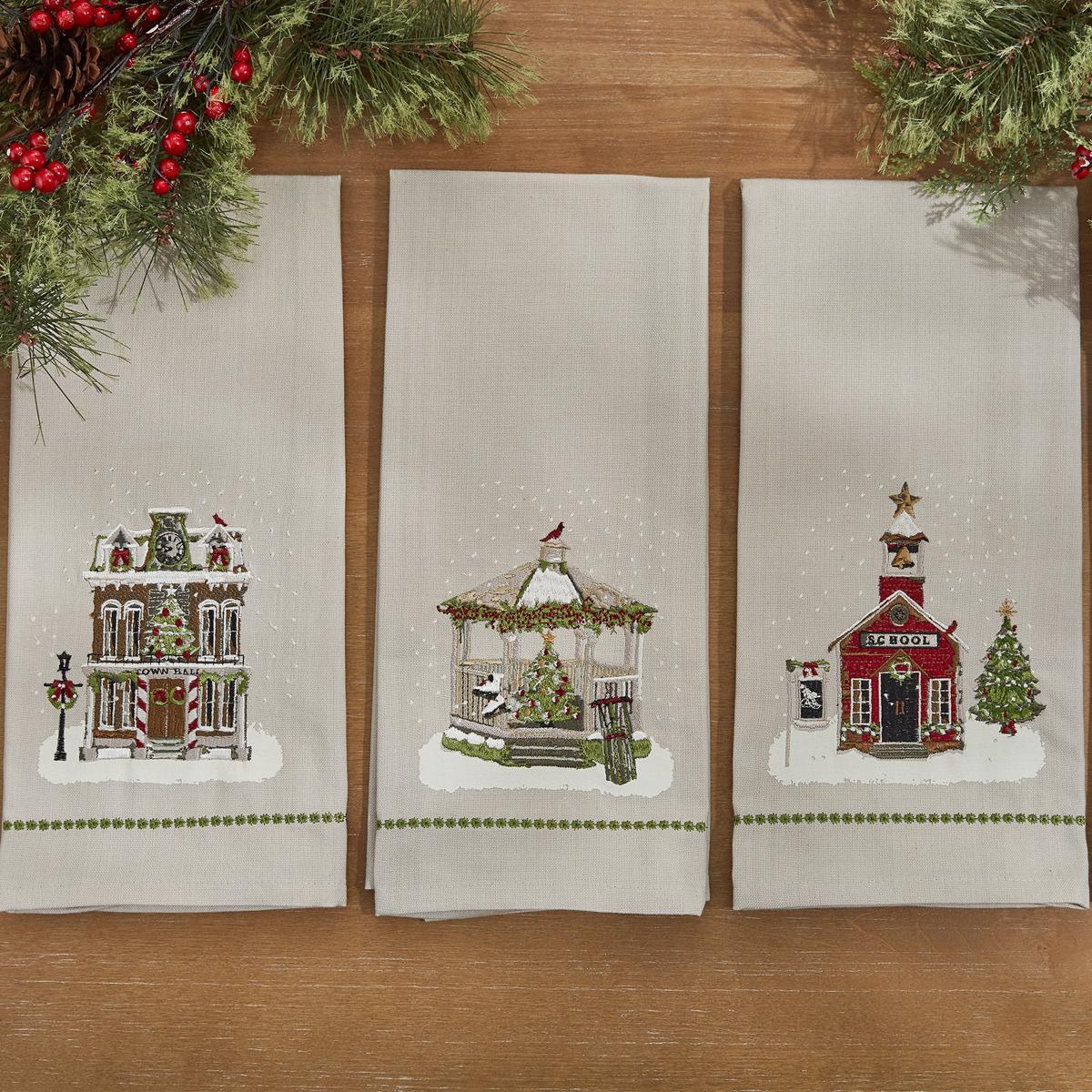 Gazebo Printed&Embroidered Dishtowel - Set of 6 Park Designs - The Fox Decor