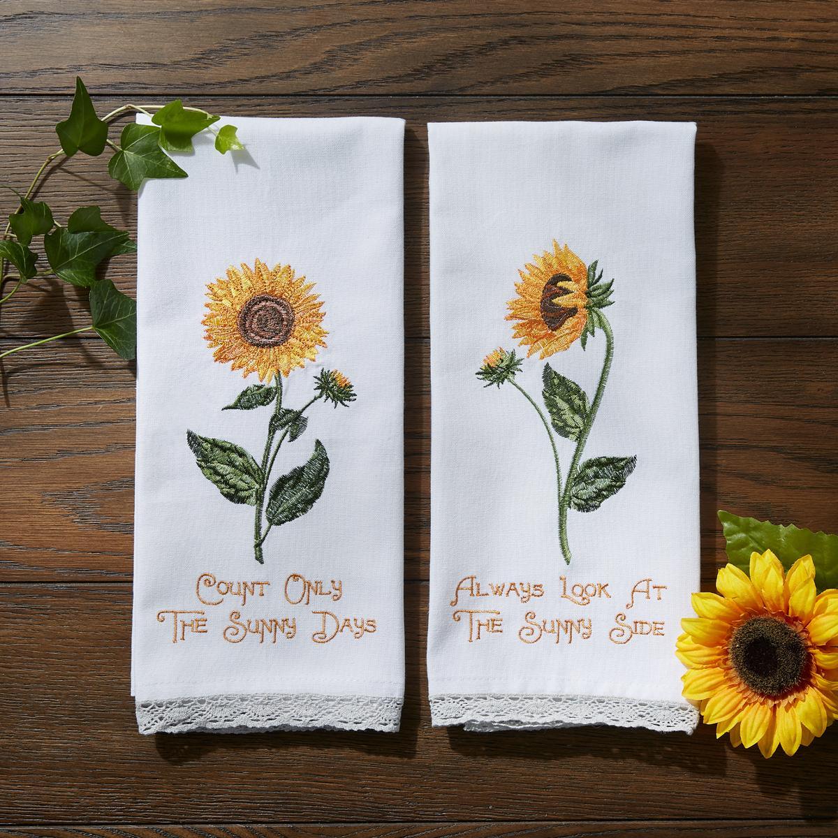 Count Only The Sunny Days Embroidered Dishtowel - Set of 2 Park Designs - The Fox Decor