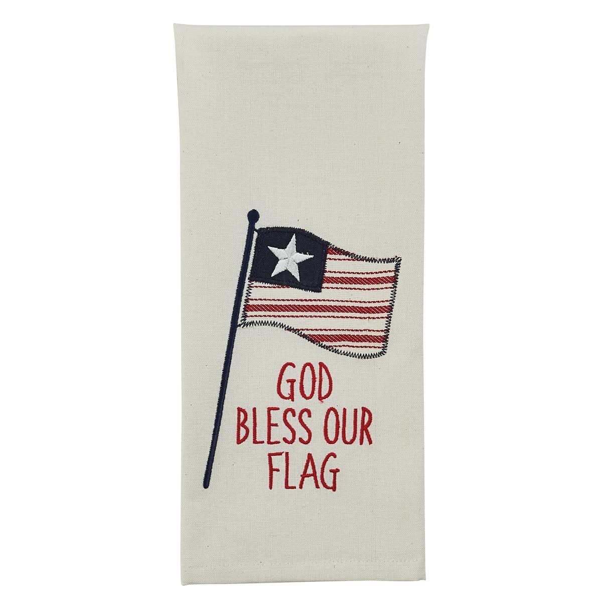 God Bless Our Flag Applique Dishtowel - Set of 2 Park Designs - The Fox Decor