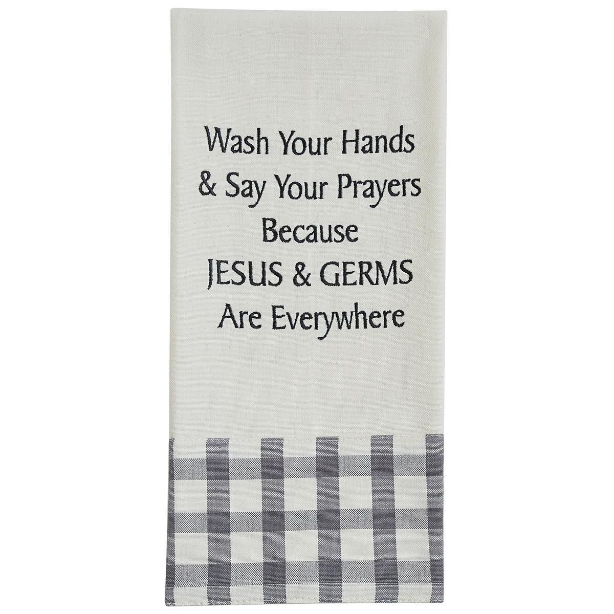 Jesus And Germs Embroidered Dishtowel - Set of 2 Park Designs - The Fox Decor