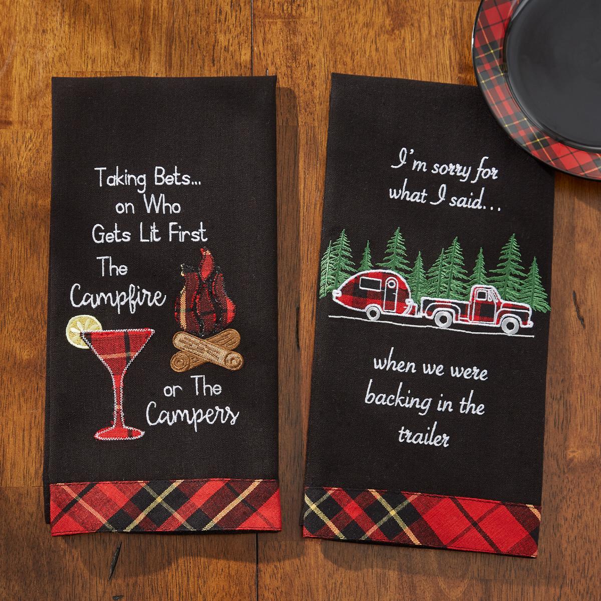 Who Gets Lit First Appliqued Dishtowel - The Fox Decor