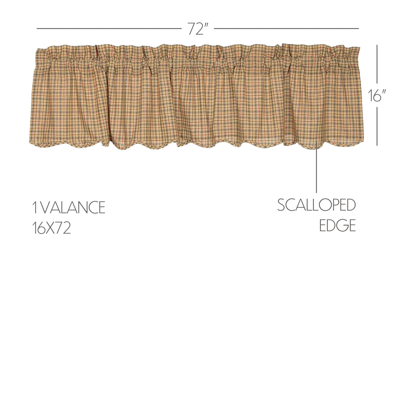 Millsboro Valance Curtain Scalloped 16x72 - The Fox Decor