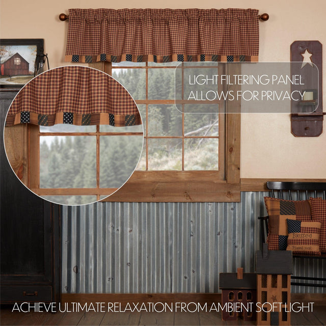 Patriotic Patch Valance Curtain Block Border 16x72 - The Fox Decor