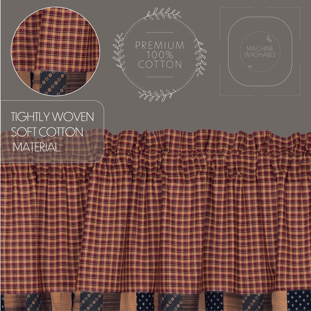 Patriotic Patch Valance Curtain Block Border 16x72 - The Fox Decor