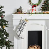 Thumbnail for Wintergleam Black White Plaid Stocking 12x20 - The Fox Decor