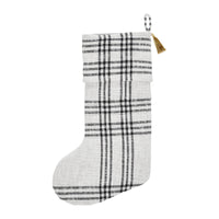 Thumbnail for Wintergleam Black White Plaid Stocking 12x20 - The Fox Decor