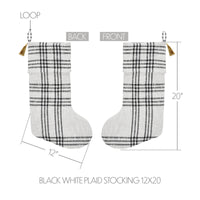 Thumbnail for Wintergleam Black White Plaid Stocking 12x20 - The Fox Decor