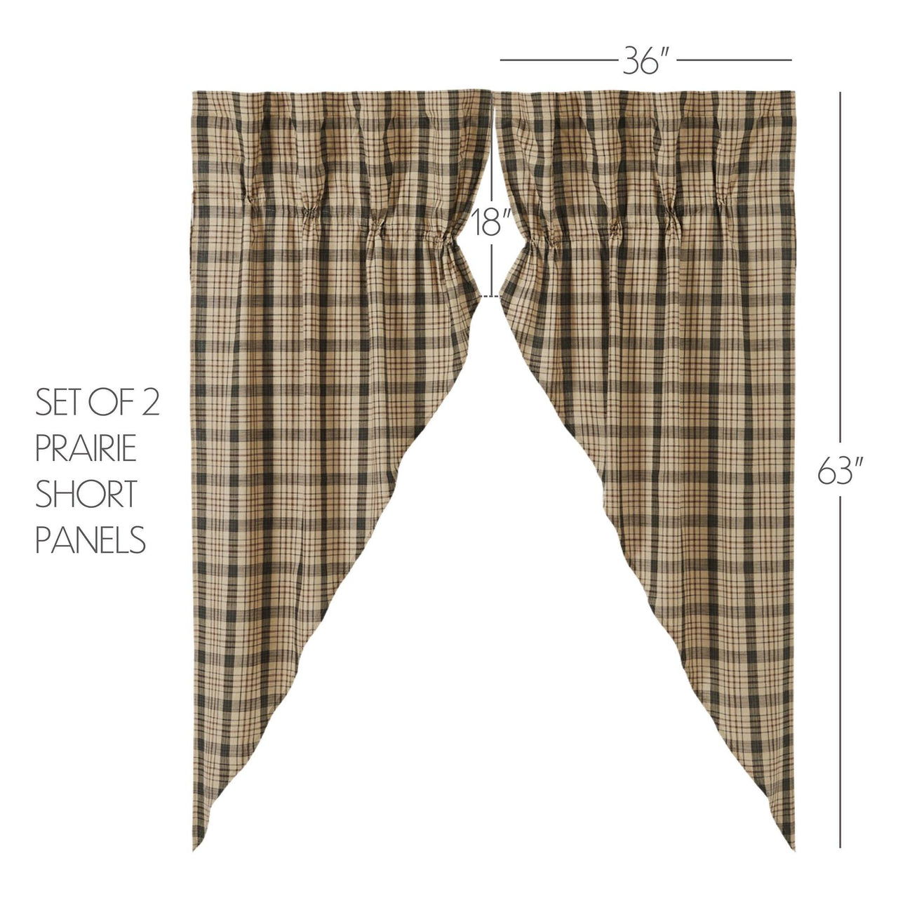 Cider Mill Plaid Prairie Short Panel Set of 2 63x36x18 - The Fox Decor