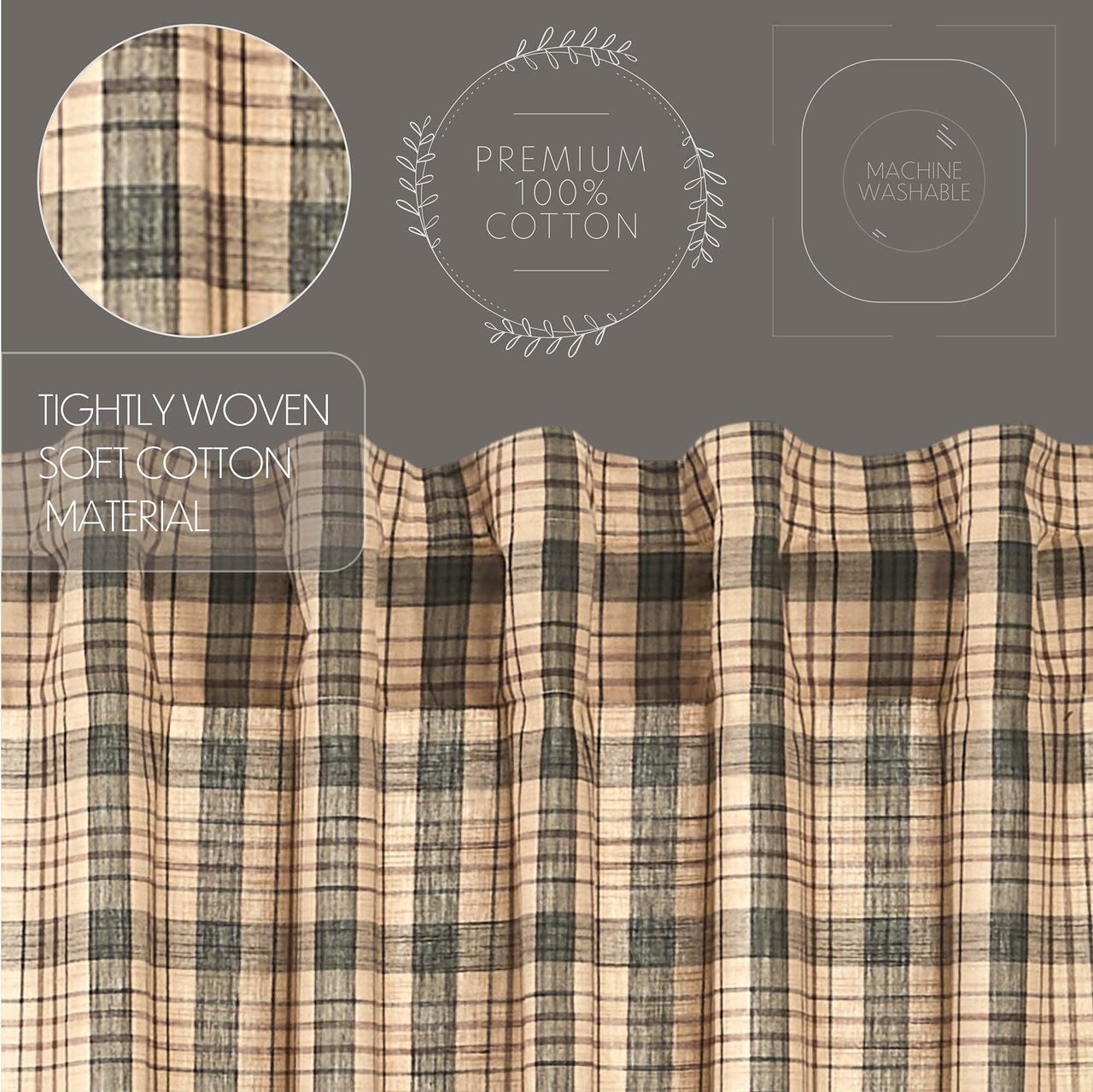 Cider Mill Plaid Prairie Short Panel Set of 2 63x36x18 - The Fox Decor