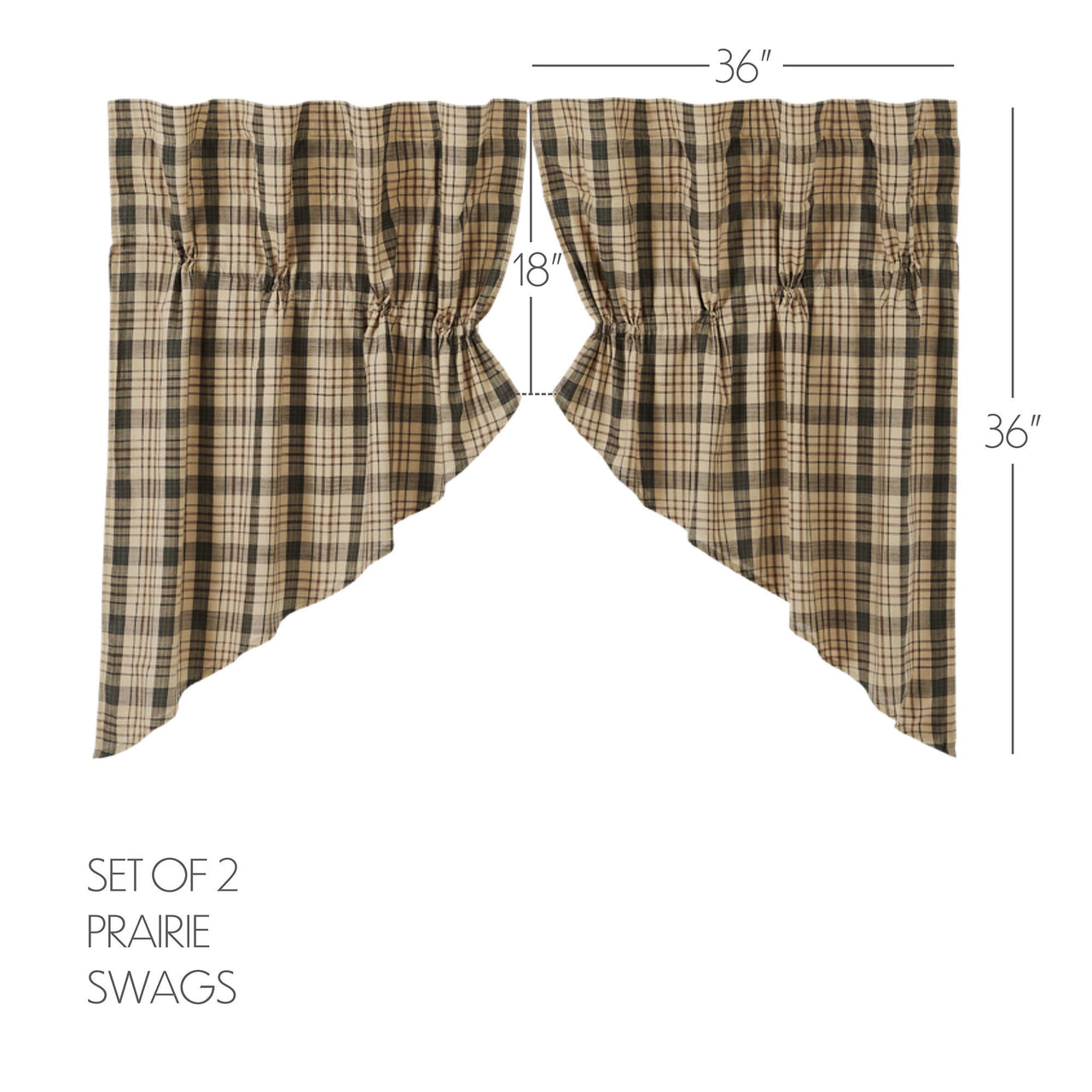 Cider Mill Plaid Prairie Swag Set of 2 36x36x18 - The Fox Decor