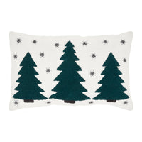 Thumbnail for Pine Grove Plaid Embroidered Trees Pillow 14x22