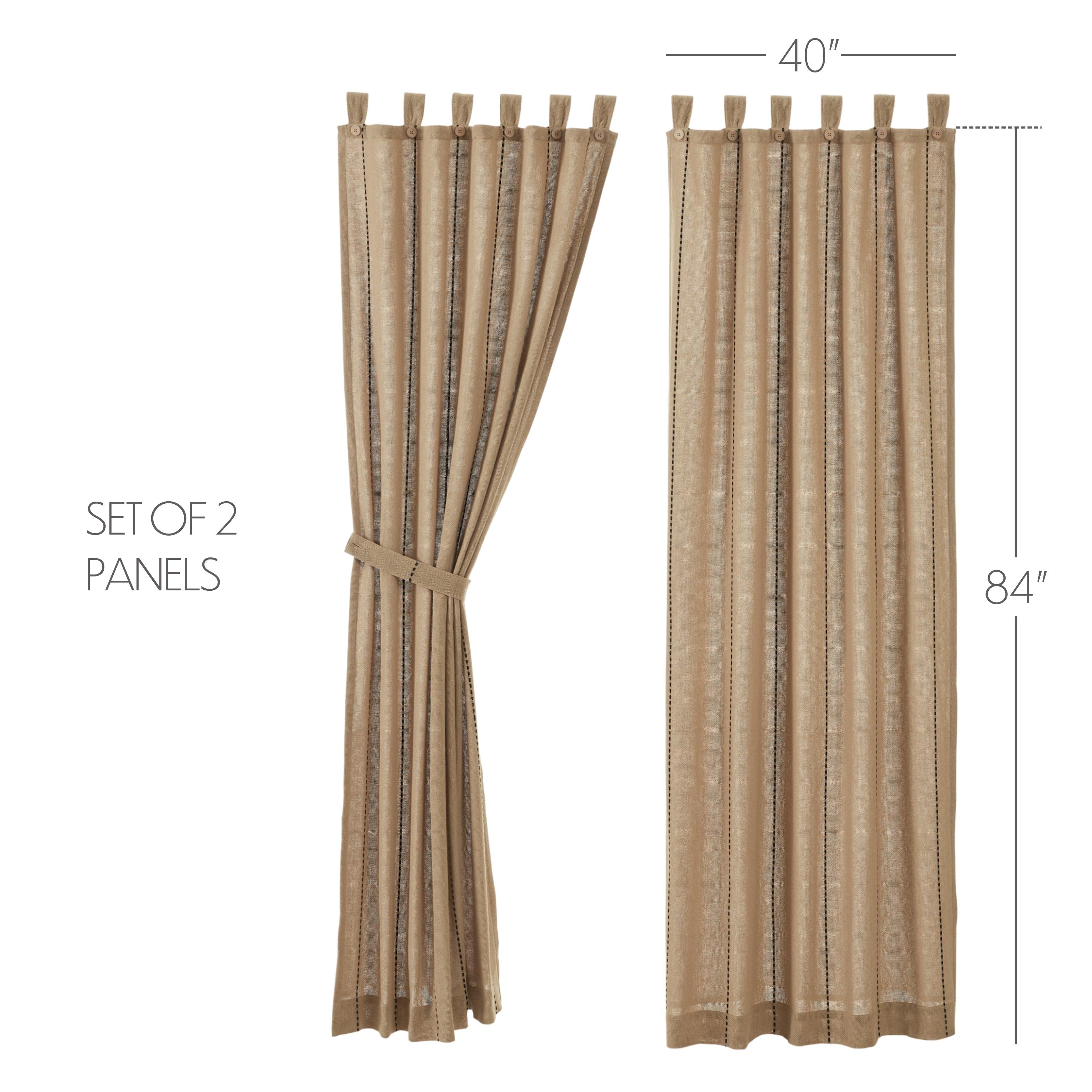 Stitched Burlap Natural Panel Curtain Set of 2 84x40 VHC Brands - The Fox Decor