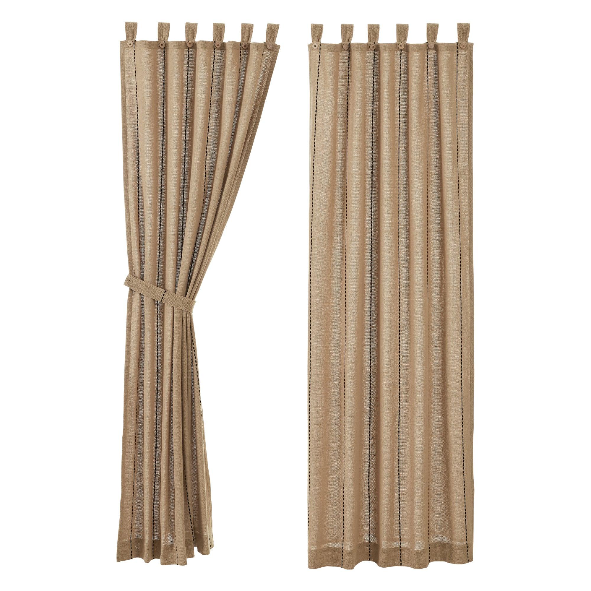 Stitched Burlap Natural Panel Curtain Set of 2 84x40 VHC Brands - The Fox Decor
