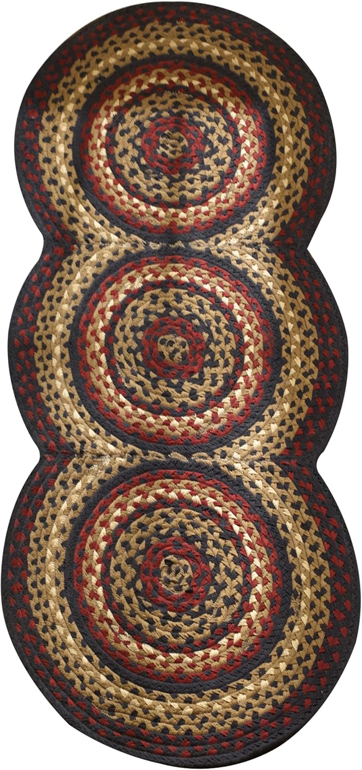 Red Folk Art Braided Rug Runner - 30"x72" (2.6'x6') Park Designs