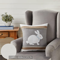 Burlap Applique Bunny Pillow 18x18 - The Fox Decor