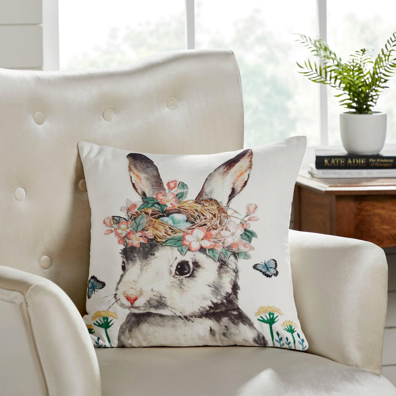 Garden Bunny Pillow 18x18 - The Fox Decor