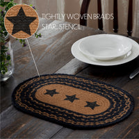 Thumbnail for Farmhouse Jute Braided Placemat Stencil Stars 12x18 VHC Brands - The Fox Decor