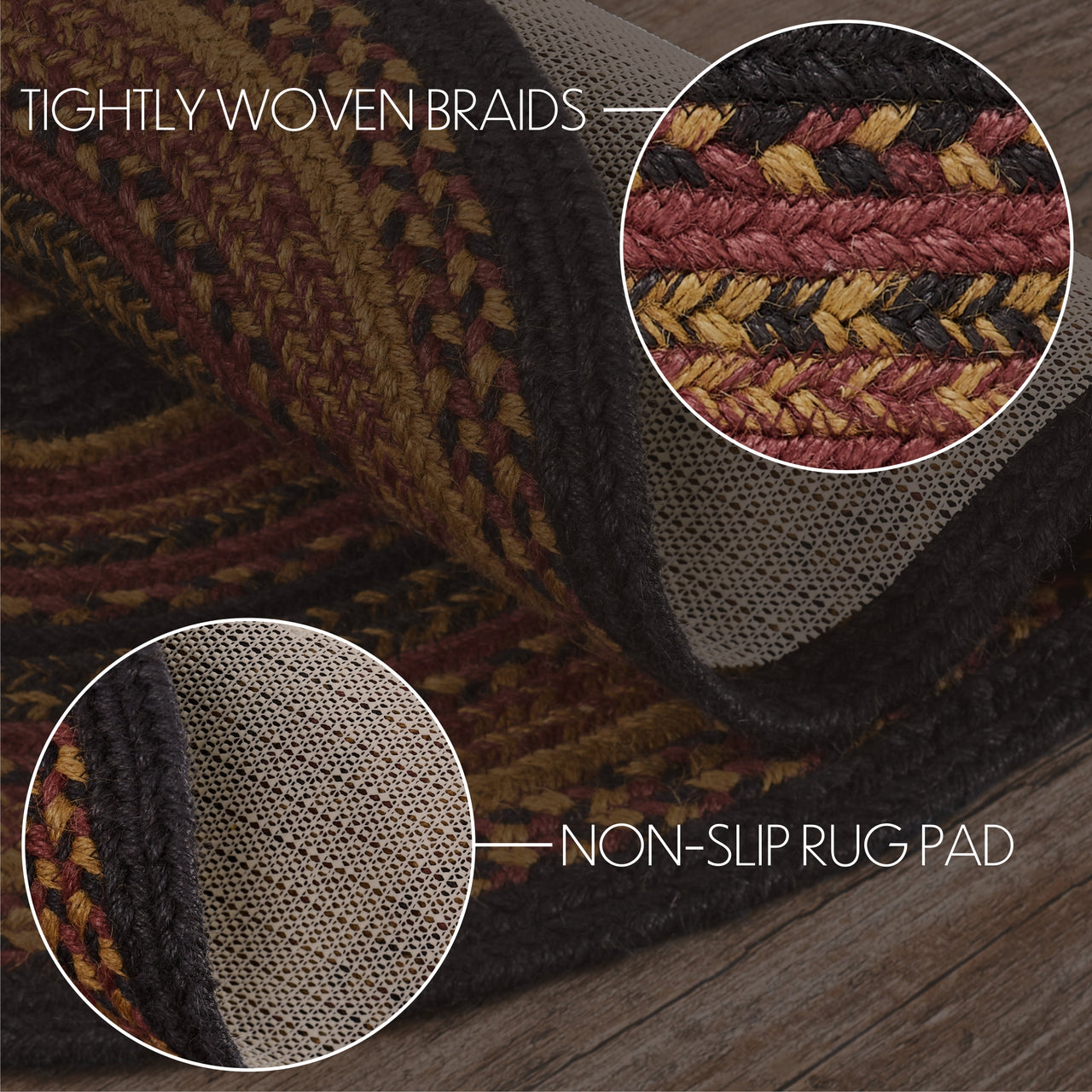 Heritage Farms Jute Braided Rug Oval with Rug Pad 5'x8' VHC Brands