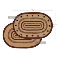 Potomac Jute Braided Rug Oval Stencil Stars 2'x3' VHC Brands