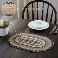 Sawyer Mill Charcoal Creme Jute Braided Oval Placemat 12
