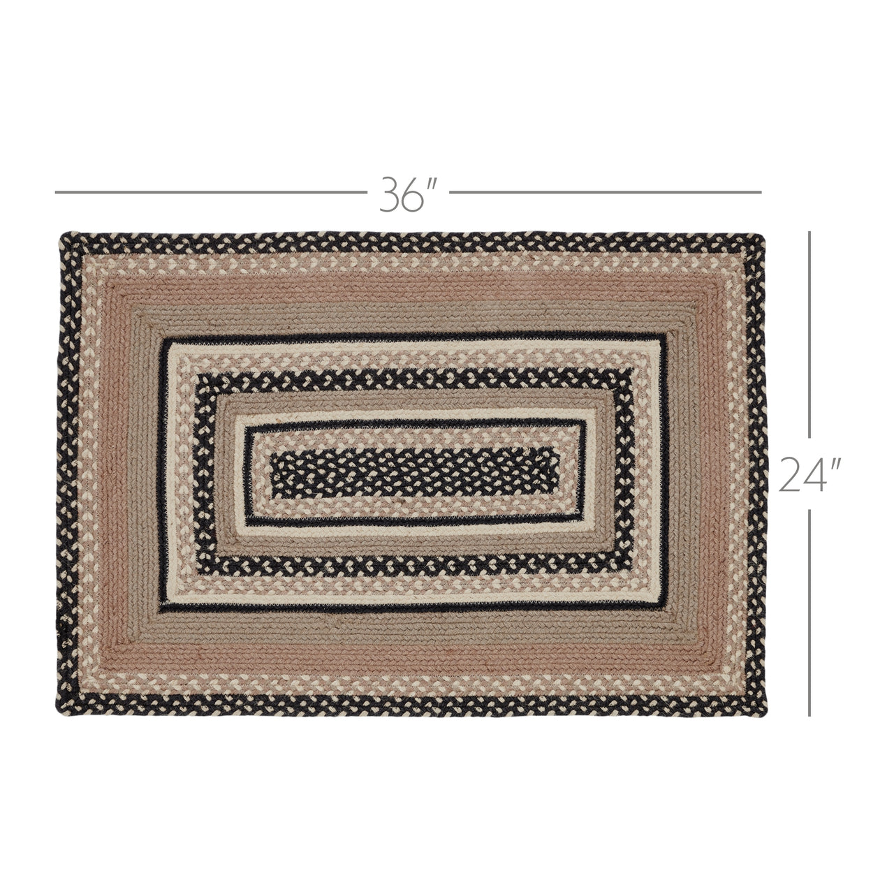 Sawyer Mill Charcoal Creme Jute Braided Rug Rect 2'x3' VHC Brands