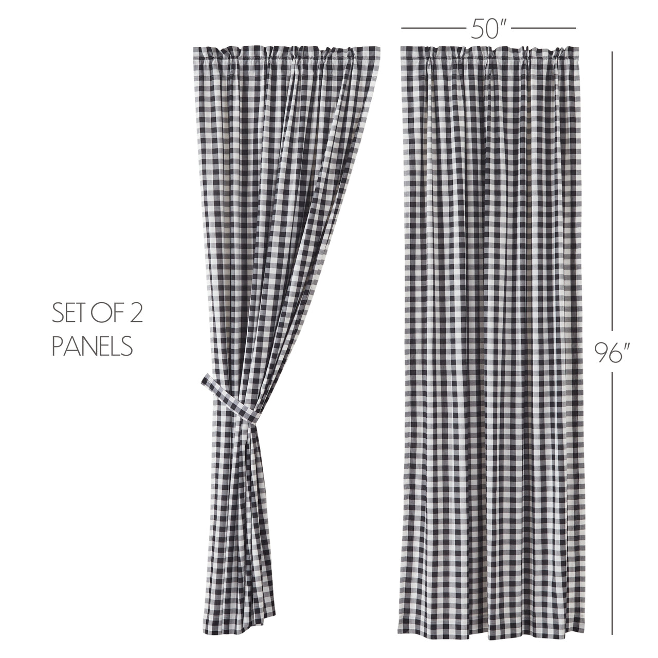 Annie Buffalo Black Check Panel Curtain 96"x50" VHC Brands