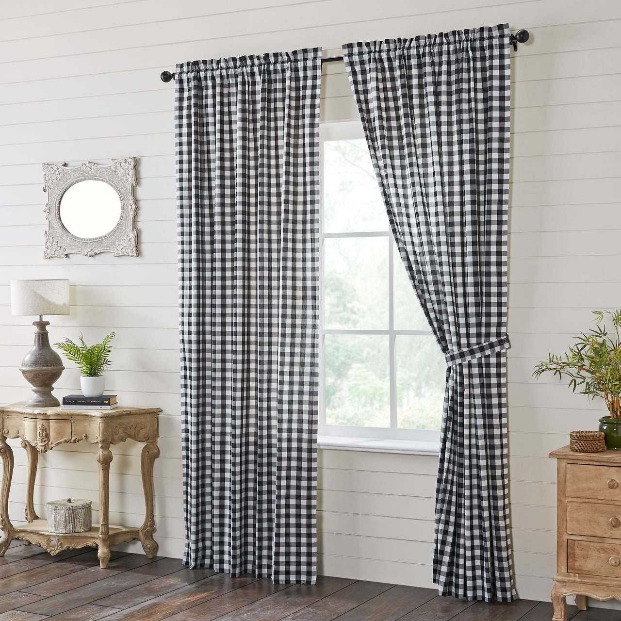 Annie Buffalo Black Check Panel Curtain 96"x50" VHC Brands