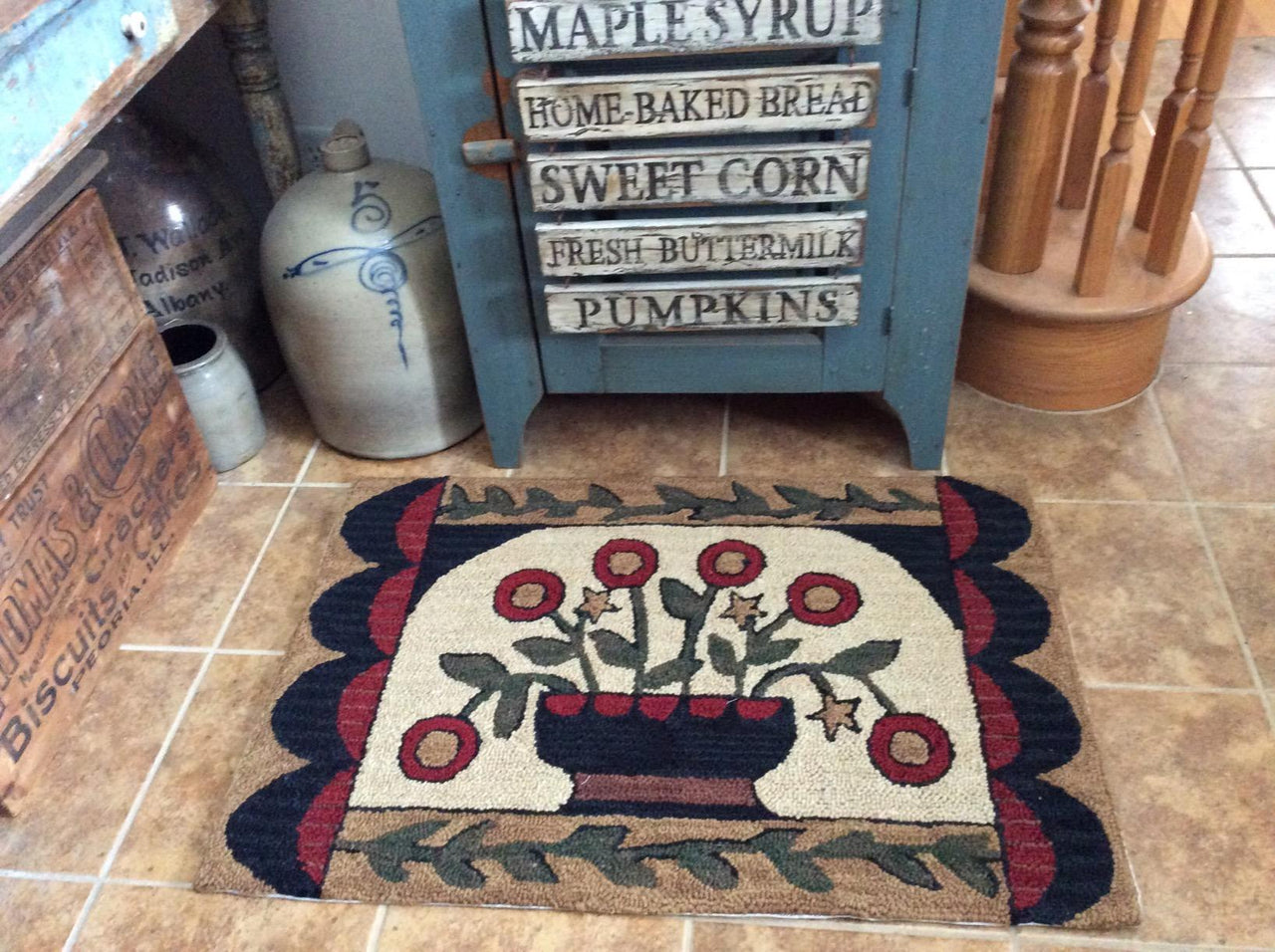 Flower Basket Hooked Rug - 24" x 36" Park Designs