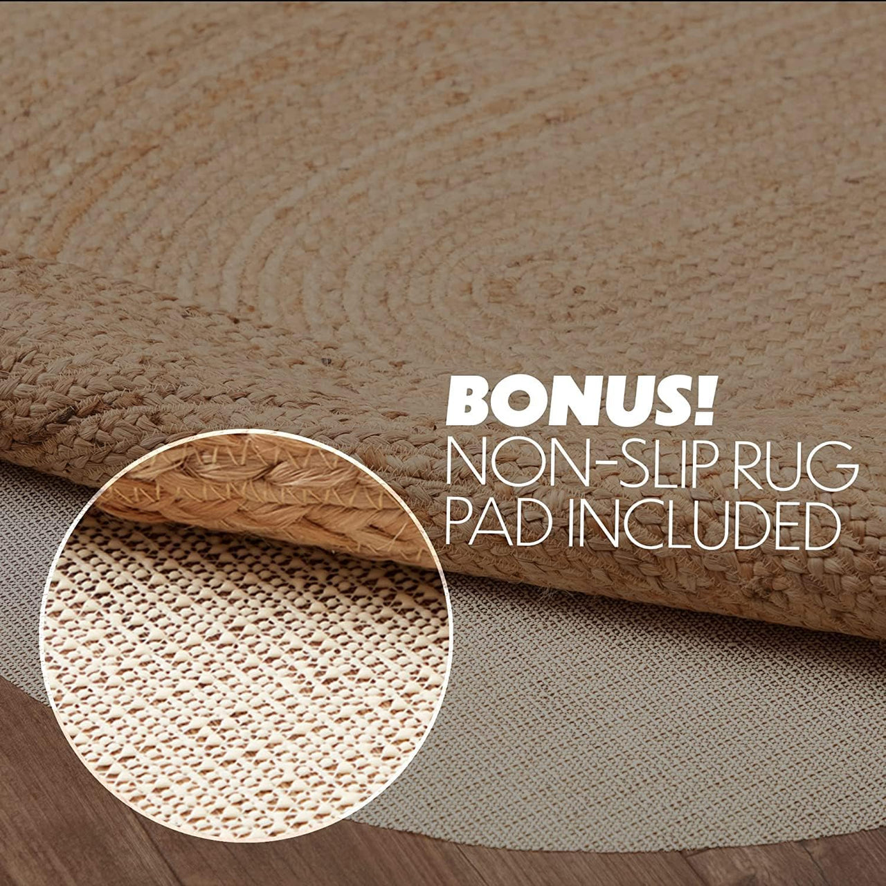 Harlow Jute Braided Rug Round 3ft with Rug Pad VHC Brands