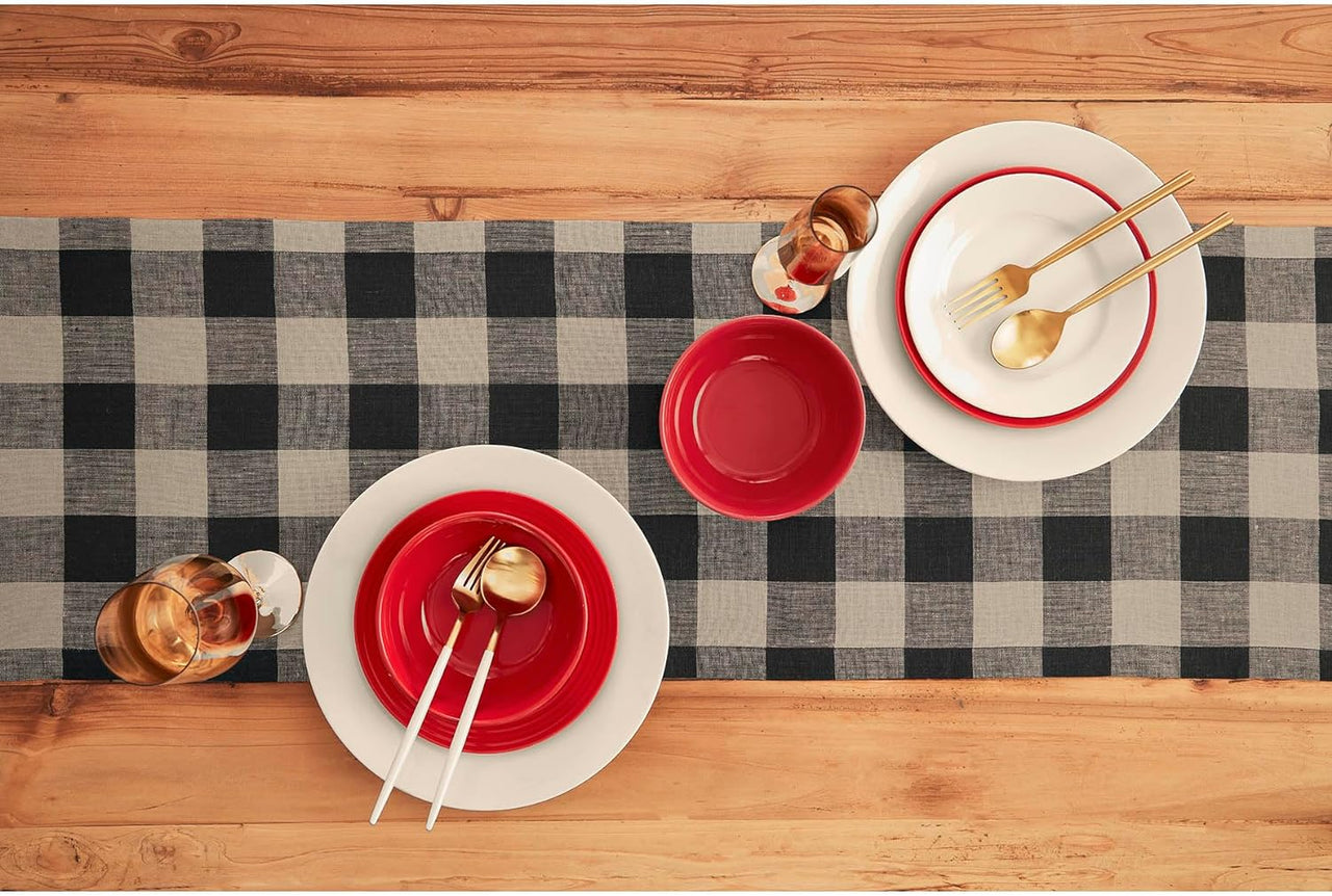 Wicklow Check Backed Table Runner 54"L - Black Park Designs - The Fox Decor
