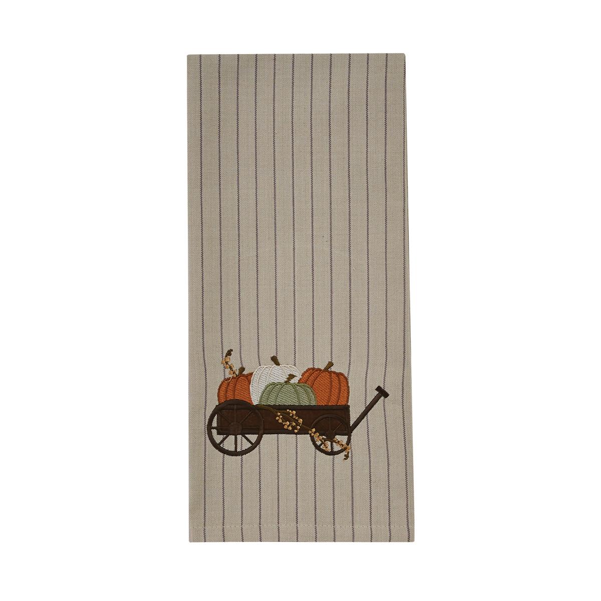 Pumpkin Cart Embroidered Dishtowel - The Fox Decor