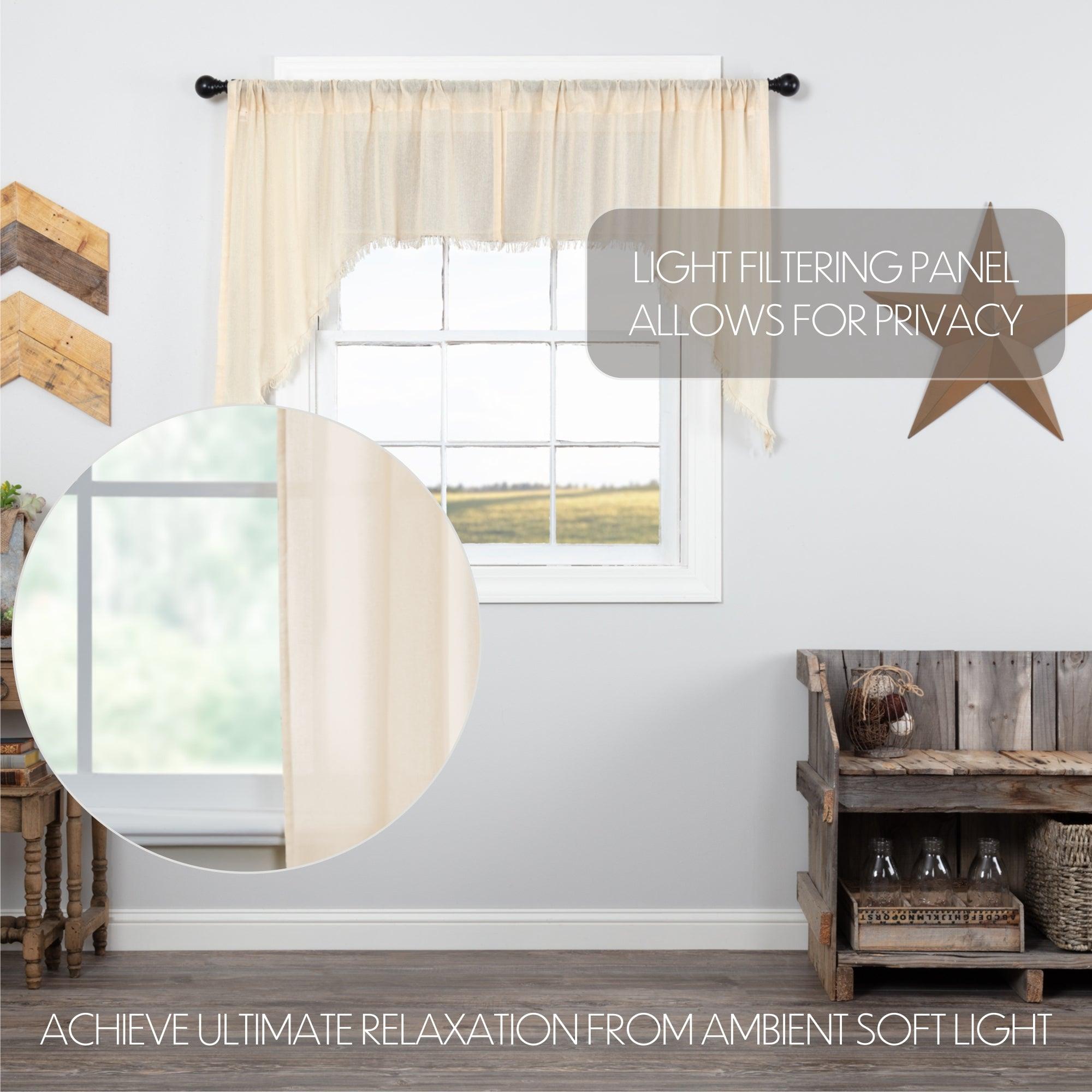 Tobacco Cloth Natural Swag Fringed Set of 2 36x36x16 - The Fox Decor