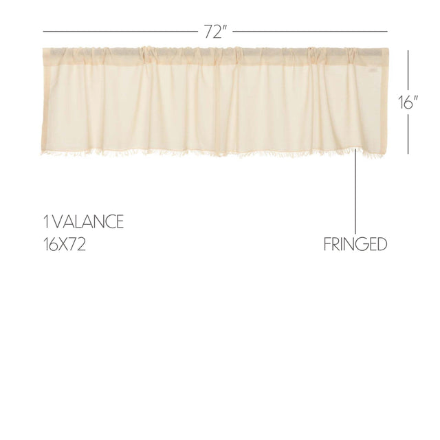 Tobacco Cloth Natural Valance Curtain Fringed 16x72 - The Fox Decor