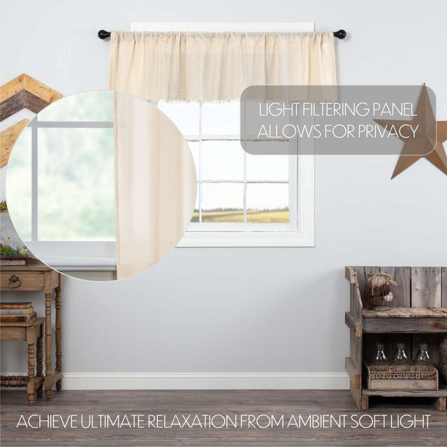 Tobacco Cloth Natural Valance Curtain Fringed 16x72 - The Fox Decor