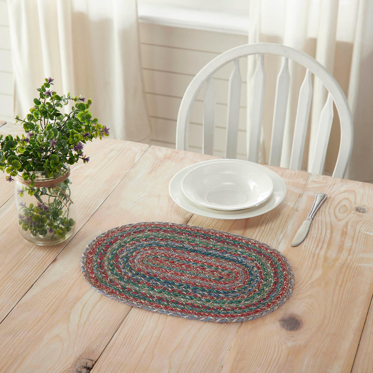 Multi Jute Oval Placemat 10x15 - The Fox Decor